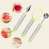 3pcs Multi Function Fruit Carving Device Wat Melon Scoop Melon Digg  Fruit Pulp   Removal Tool(3pcs Set GreenSilv )