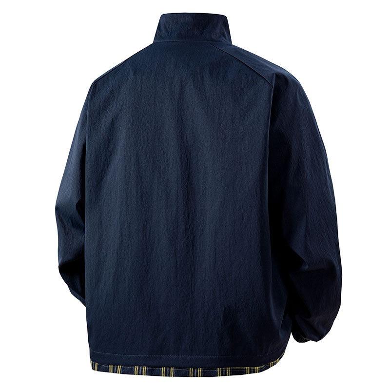 25 Autumn and Winter New Men's Loose Trendy Jacket Thin Lapel Yarn-dyed Plaid Jacket Tooling Casual