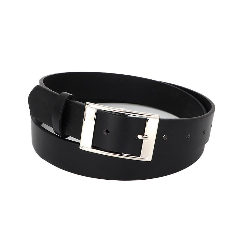 Simple Color Solid Silver Square Buckle Womens Belt Casual Versatile And