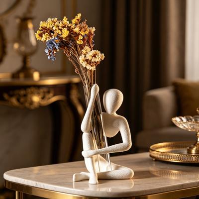 Abstrakte Menschenskulptur 3D-gedruckter moderner Reagenzglashalter für frische getrocknete Blumen Minimalistische Schreibtischfigur für Zuhause Regal Schreibtisch Wohnzimmer
