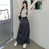 Iced Americano High Waist Adjustable Gray Cargo Midi Skirt XS-XL Chenille