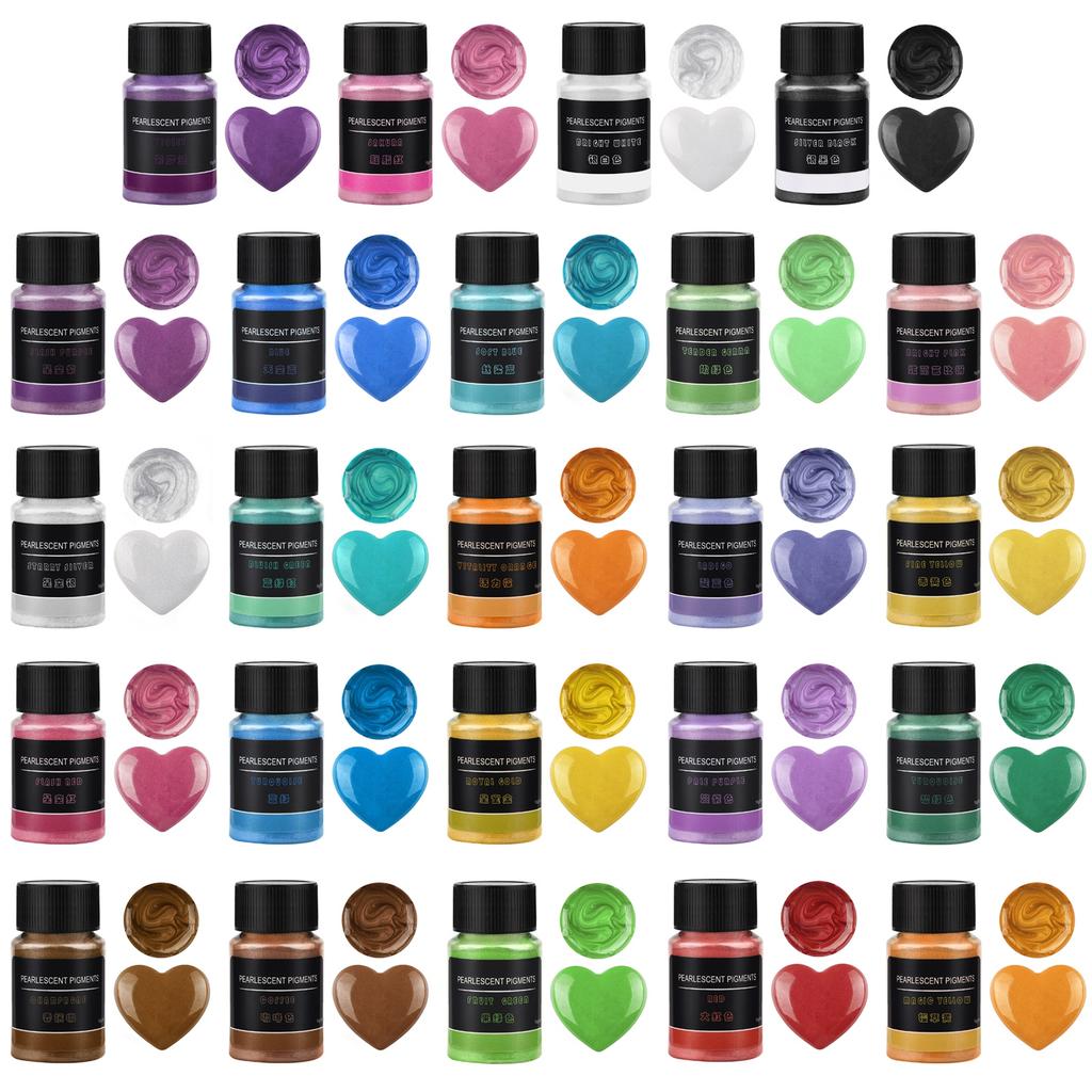 24 Farben Perlmuttpulver Kerzenfarbe Seifenpigment Für Kerzenherstellung Epoxidharz Pigment DIY Farbstoff Pigment Perlenpulver