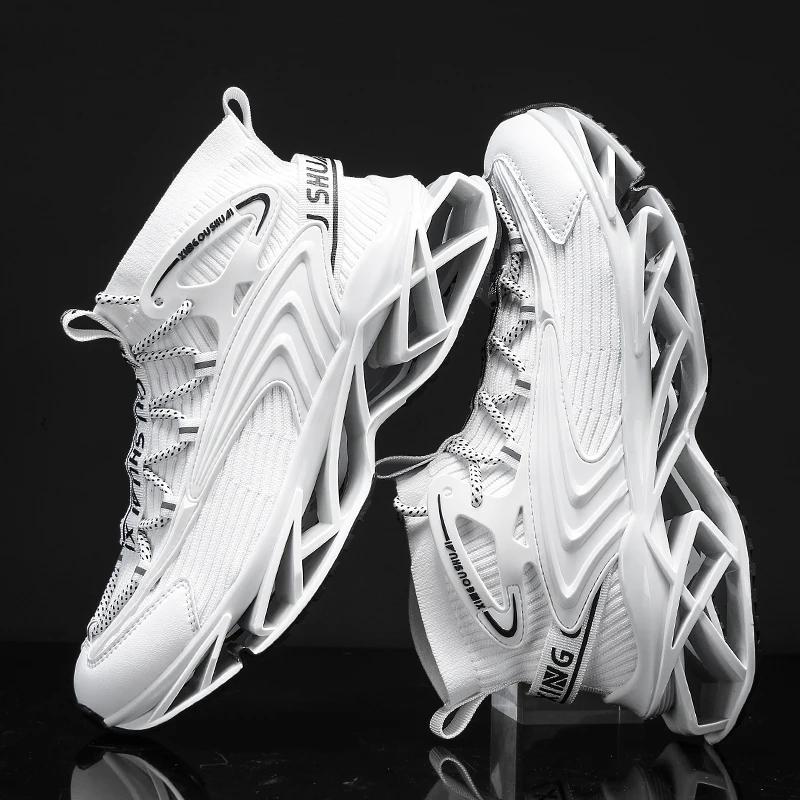 Herrenschuhe Sneaker Mesh Atmungsaktiv Hochelastisch Weichsohlig Trendig Lässig Laufschuhe Stoßdämpfend Blade Sportschuhe Herren