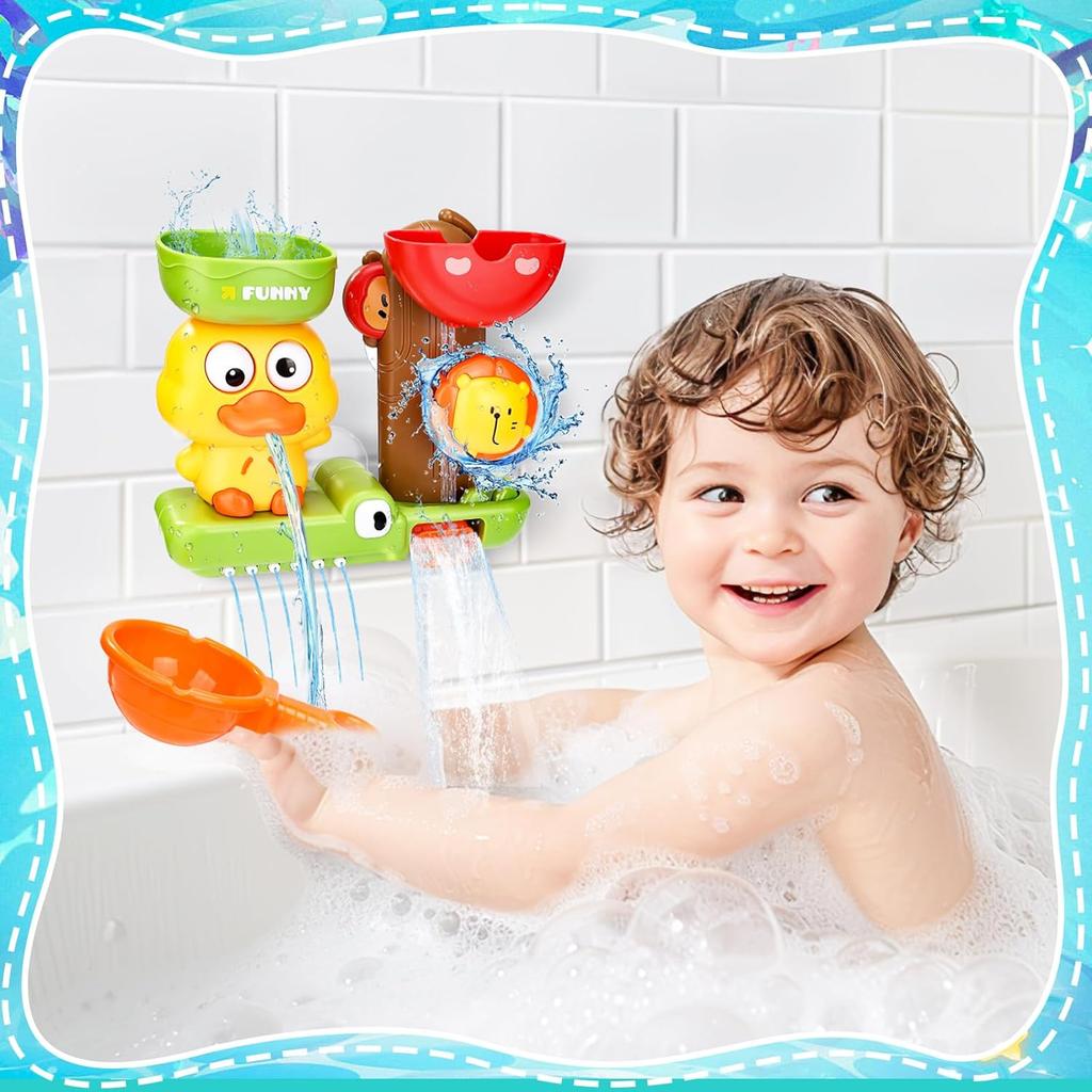 Acsatont Badespielzeug, Badespielzeug Baby ab 1 2 3 Jahren Wasserspielzeug Kinder Badewannenspielzeug Kinder Enten und Löwen für Jungen Mädchen Geburtstag