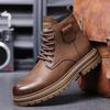 Men's Retro High-Top Winter Martin Boots - Warm Leather Snow Shoes with Velvet Lining