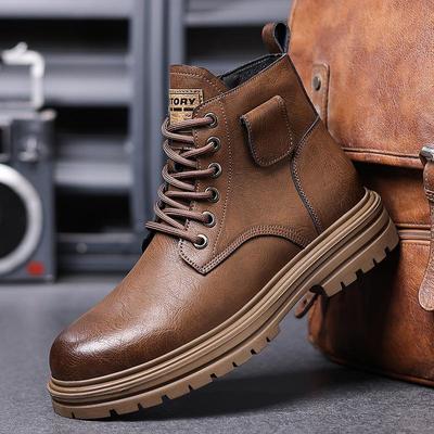 Men's Retro High-Top Winter Martin Boots - Warm Leather Snow Shoes with Velvet Lining