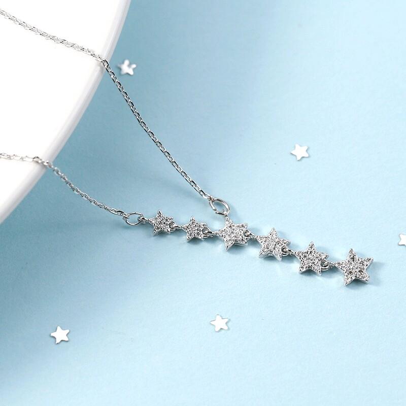 Xiaomi Silver Color Necklace Ladies Elegant Chain Necklace Fashion Stars Tassel Sterling Silver Jewelry Round R Necklace