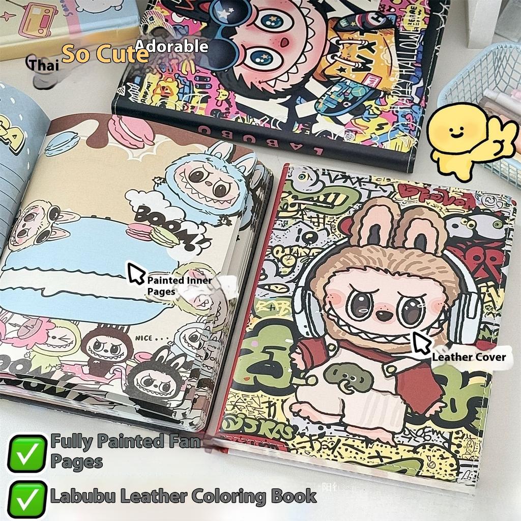 Leather Notebook Full Color Page Notebook Cartoon Cute Student A5 Handbook Horizontal Line Book