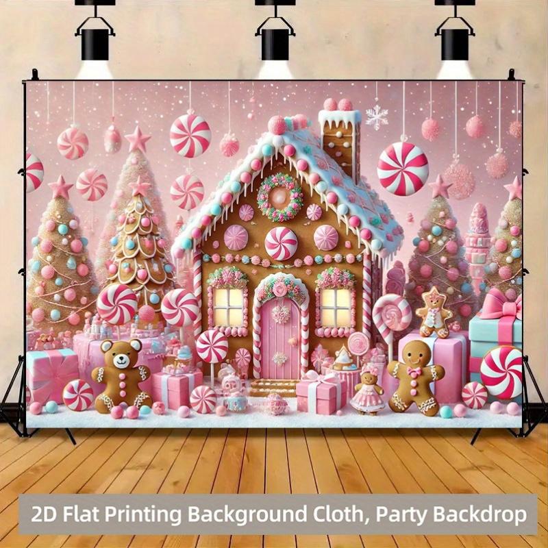 2D Background Cloth, 1 piece, Polyester Background Cloth for Gingerbread House and Sweet Candy World Scene