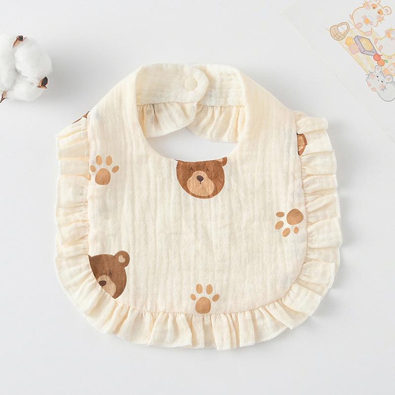 Ruffle Baby Drool Bibs: Pure Cotton Printed Lace Bibs