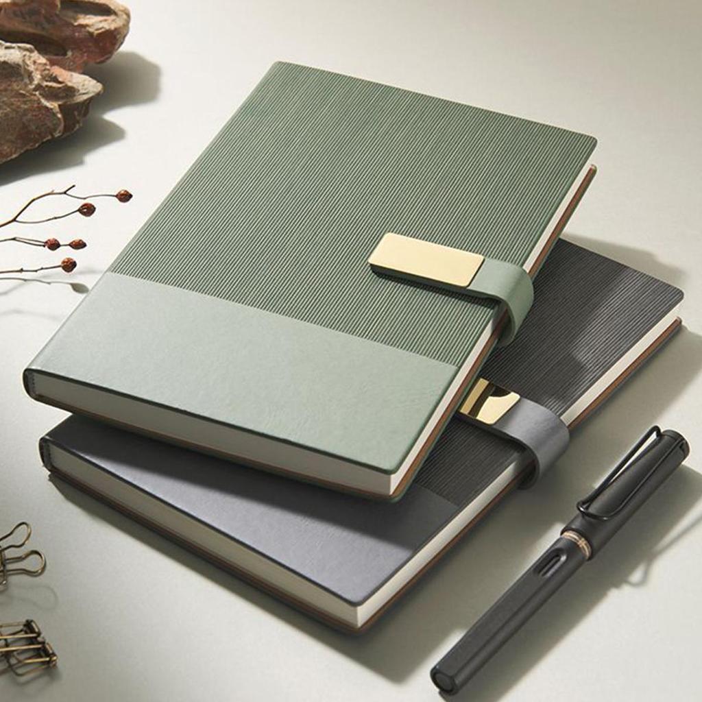 A5 leather buckle business notebook, work meeting record book, subject notebook, thickened student diary, souvenir, 100 sheets 200 pages