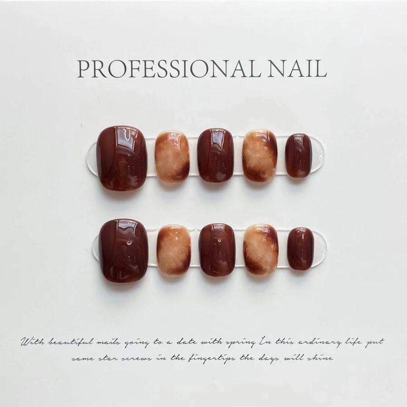 

2022 Fall and Winter New Arrival Nail Stickers Caramel Blooming Red Wear Armor Amber White Short Handmade Manicure Caramel vignetting red S
