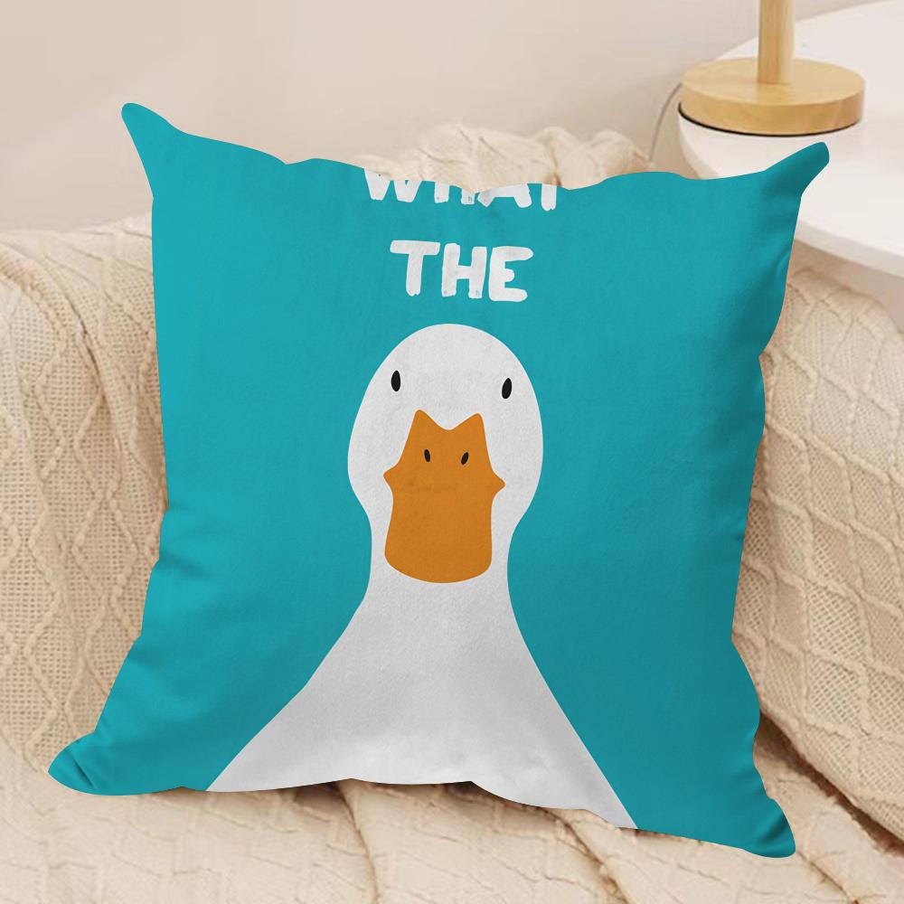 Funny What the Duck Art Cushion Cover Pillowcase Ultra Soft Skin Friendly Fabric Cloud Like Comfort  Concealed Zipper
