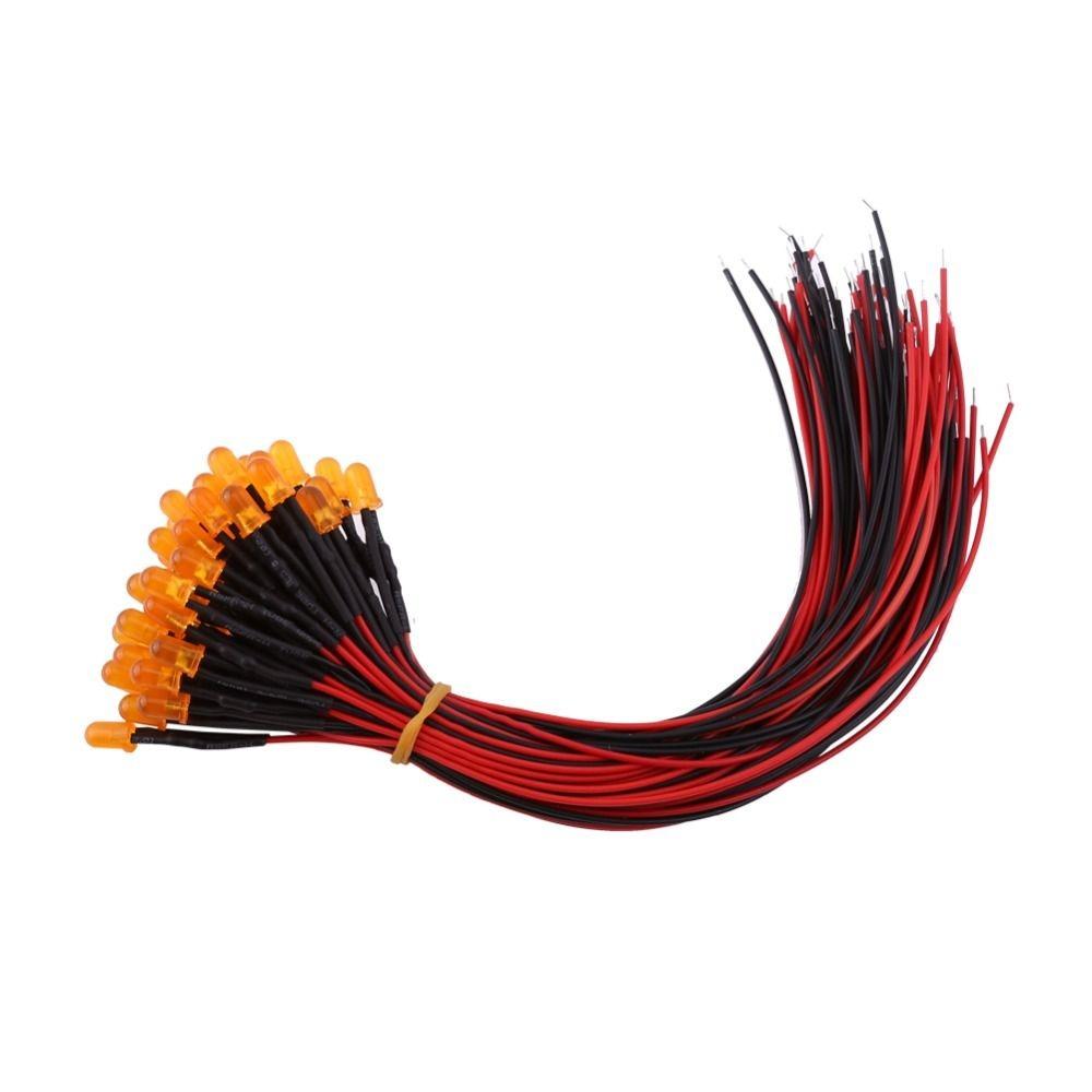 

50 ШТ 5мм Світлодіоди з виводами DC12V Червоний Синій Помаранчевий Повільне Миготіння DC12V Світлодіодні Ліхтарі Світлодіодні Світловипромінювальні Діоди помаранчевий