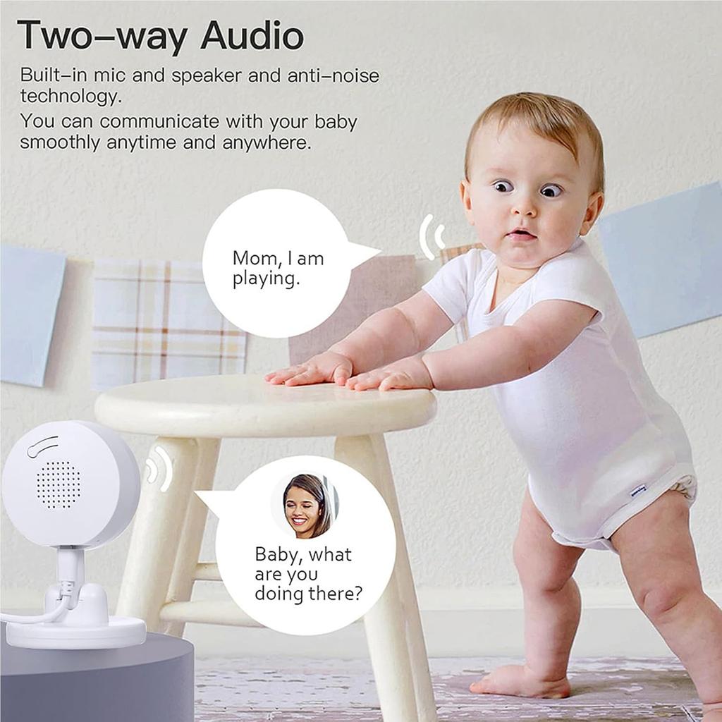 Baby Monitor with Camera and Audio, 2K WiFi Indoor Video Baby Camera with Mount, Motion & Cry Detection, Temp & Humidity Sensor, Night Vision, 2 Way
