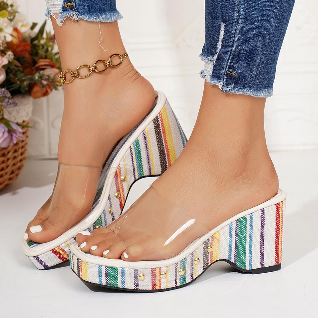 36-43 Plus Size Shoes for Women Summer 2026 Fashion Slip on Platform Wedge Comfortable Peep Toe Sandals Casual Women Slippers
