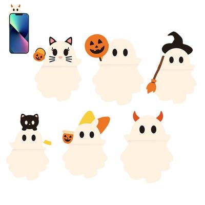 Halloween Ghost Phone Buddy Mini Phone Figure Surprise Toy Stick-on Cute Ghost Phone Topper Adhesive Cling Decoration for Smartphone