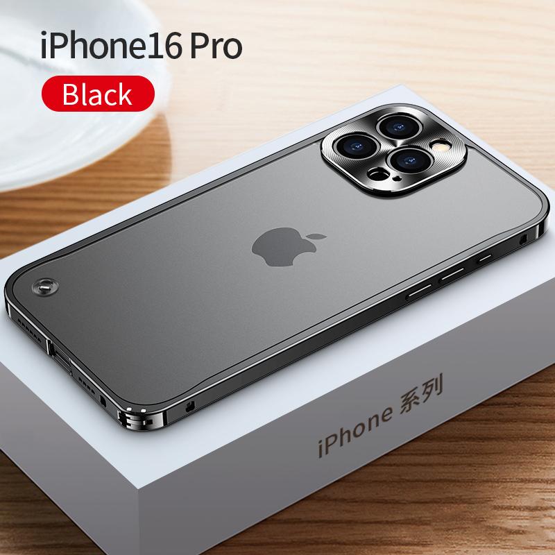 Coque de téléphone à cadre métallique Pour iPhone 17 11 12 13 14 15 16 Pro Max Alliage d'aluminium Protection Complète de l'Objectif Coque Arrière Métallique Plaqué Pour iPhone 13 mini