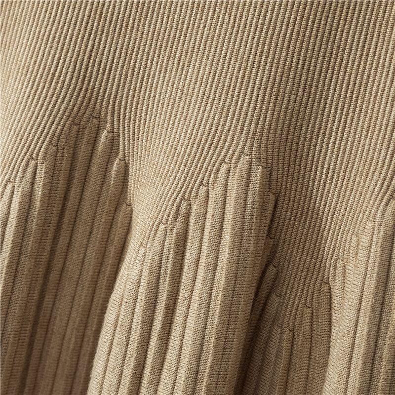 Autumn And Winter Mid-length Solid Color A-line Skirt Casual All-match Knitted Pleated Half-length Skirt Women