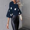 2025 Cross-border Women's Shirts Spring and Summer New Chiffon Polka Dot Five-point Bubble Sleeves Fashion Temperament Elegant Shirt