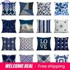 Dark Blue Geometric Pattern Auto Supplies Office Living Room Sofa Cushion Pillowcase Home Decor