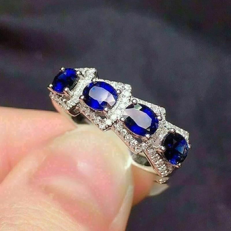 CopperLuxury Oval Blue Cubic Zirconia Ring for Women Fashion Wedding Bands Accessories Party Statement Jewelry