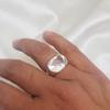 Clear Crystal Quartz Sterling Silver 14 Yellow Gold Fill Ring Handmade Jewelry