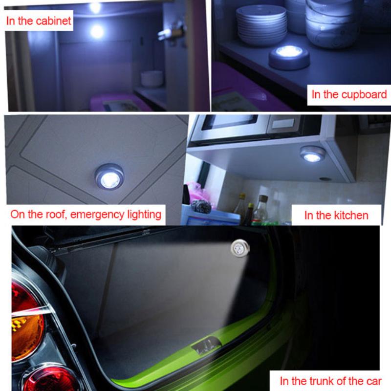 5-pak Lampki LED aktywowane dotykiem - Bezprzewodowe, zasilane bateriami AA - Idealne do szafy, pod szafkę i na ścianę kuchenną - Trwałe, energooszczędne lampki nocne