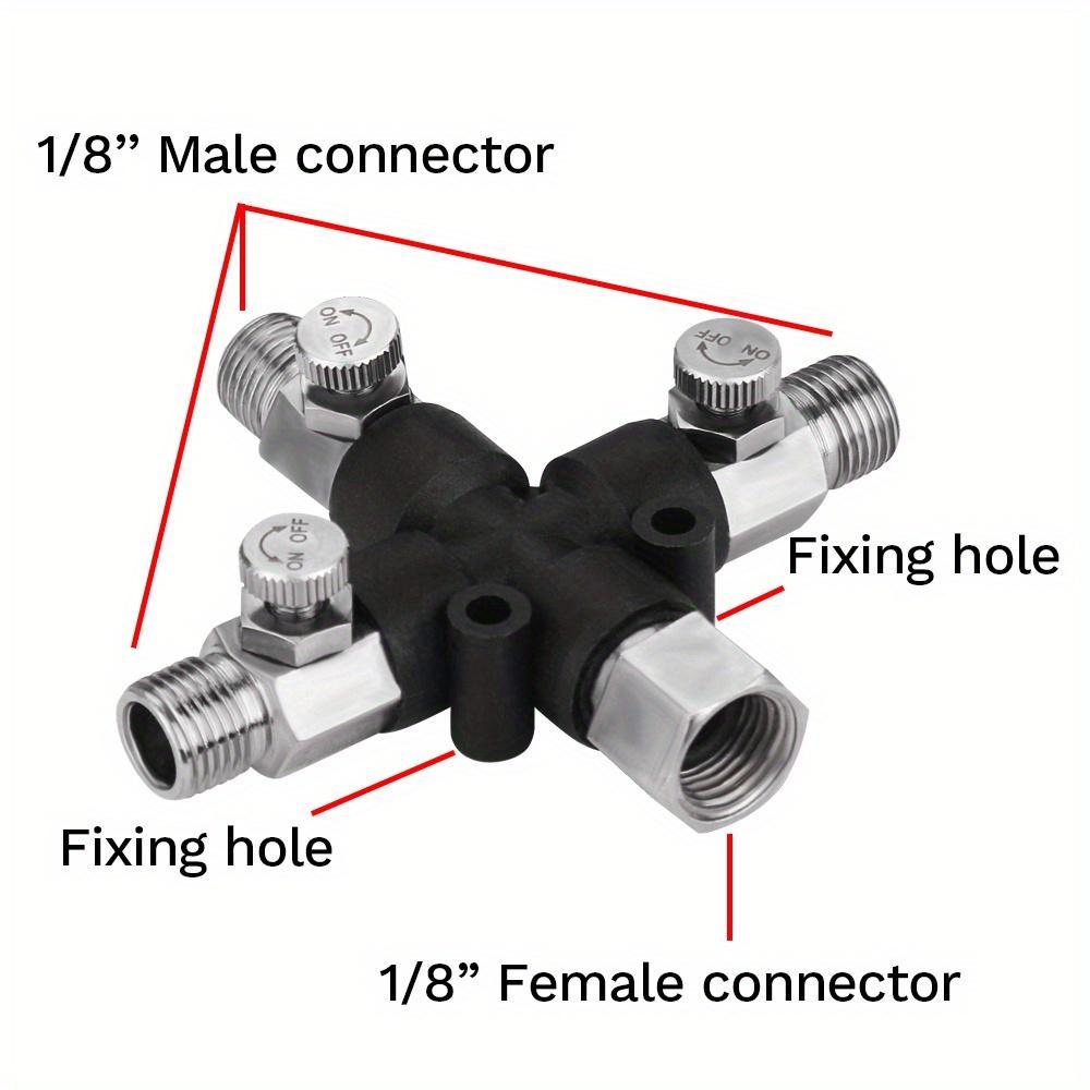 3-Way Airbrush Air Hose Adapters Splitter Manifold Airbrush Accessories Multi Use Airbrush Fittings 1/8" with Adjust Knob Valve