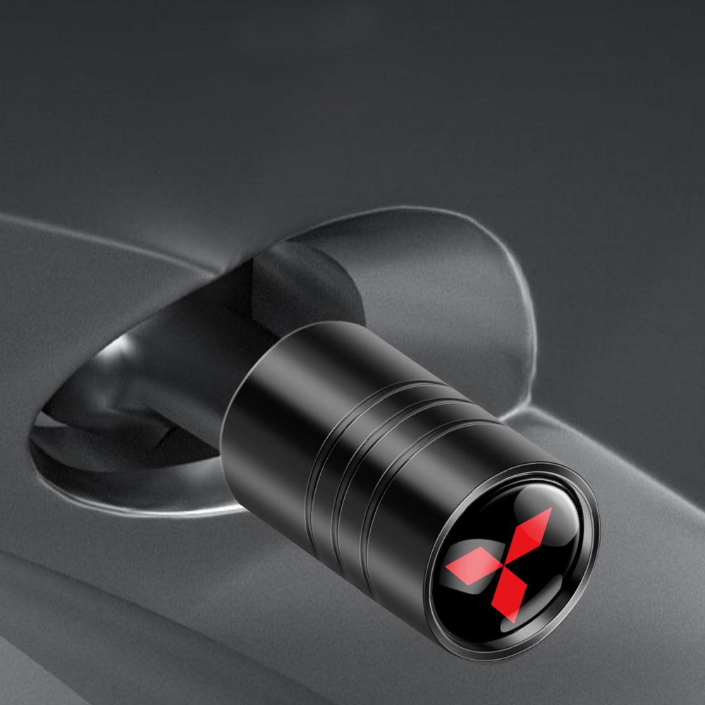 4Pcs Car Styling Metal Tire Valve Stem Caps Rim Accessories For Mitsubishi l200 Colt Evolution Mirage Cross Grandis Galant Evo