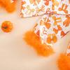 2025 Furry Halloween Pajama Set with Bowknot & Pumpkin Print - Two-Piece Turn-Down Collar Homewear