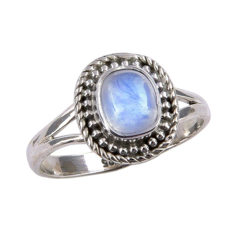 Natürlicher Regenbogen-Mondstein Edelstein Handgefertigt 925 Sterlingsilber Ring Größe 7 m8v22