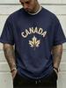 Unisex Crew Neck Canada Maple Leaf Letter Print Short Sleeve Cotton Tee Casual Summer Streetwear Loose Basic Daily Outdoor Wear Top