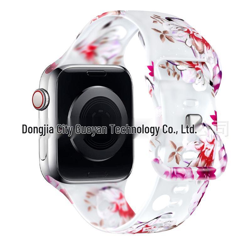 Compatible Apple iWatch S10 Colorful Pattern Silicone Sports Strap - Transparent Design