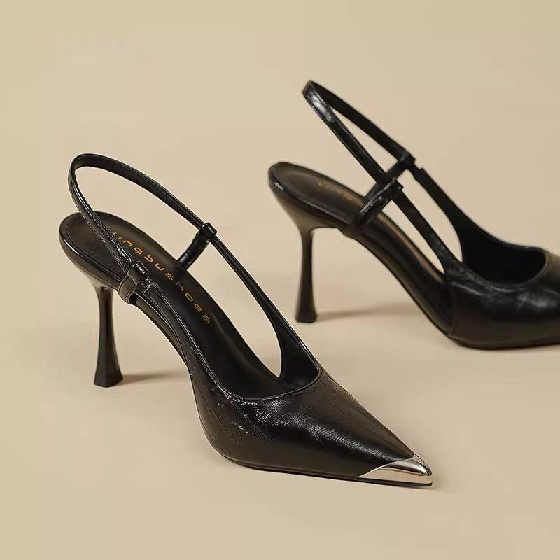 Summer Women Heels Sandals Red Pointed Slingback Sandals Shoes Green Black Purple Kitten Heels Party Prom Ladies Stilettos