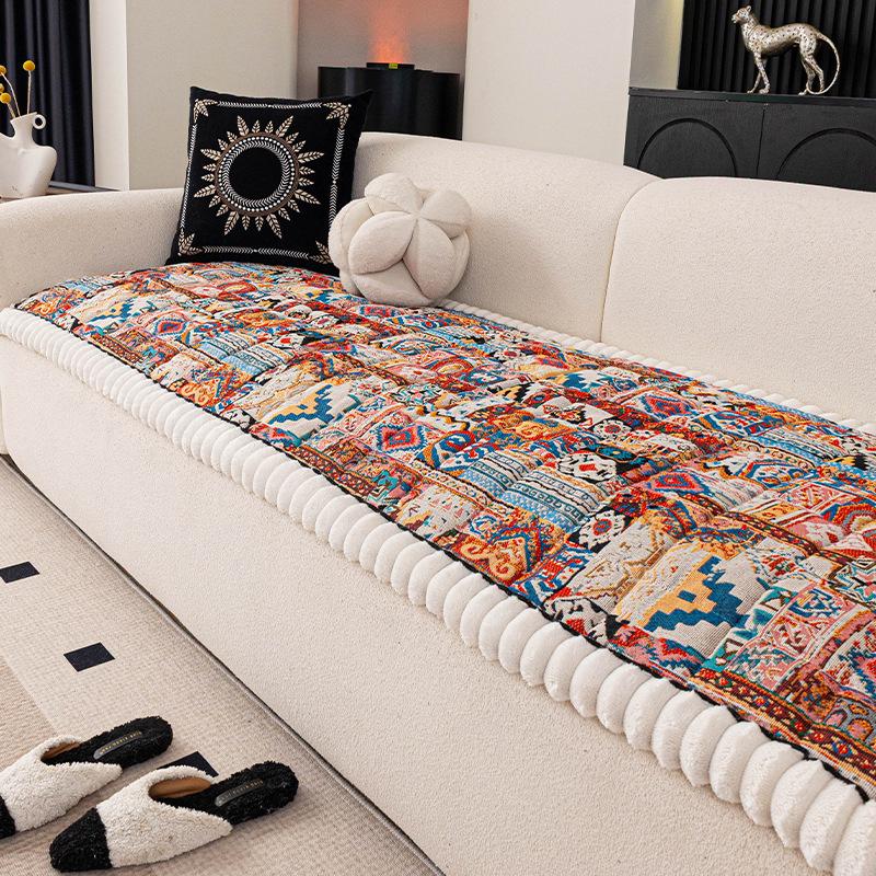 Bohemian Style Sofa Cushion Thick One-piece Anti Slip Sofa Cover Autumn Winter Soft Mat Window Sill Cushion Multi-purpose All Season Universal Cover