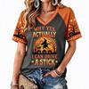 Women's Halloween Print Raglan Short Sleeve T-Shirt