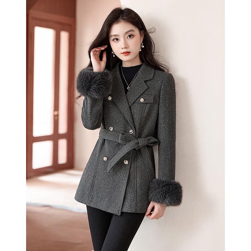 

Women s Elegant Mid-length Wool Blend Coat M
