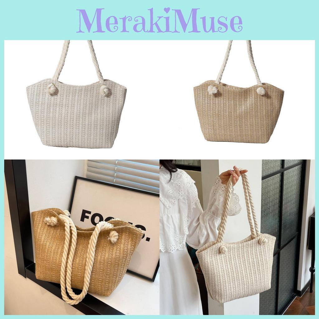 Chic Woven Tote Bag For Women Ideal For Spring Summer Travel Casual Beach Use