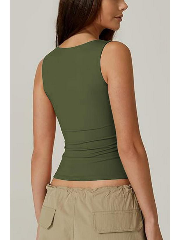 2025 European & American Women's Square Neck Slim Sleeveless Fashion Vest