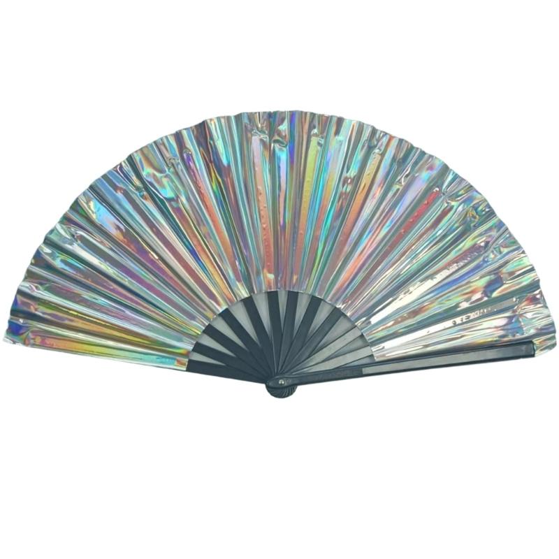 

Голографический ручной складной веер с призматическим радужным эффектом. Идеально подходит для танцев и декора. Отражающий веер для танцев