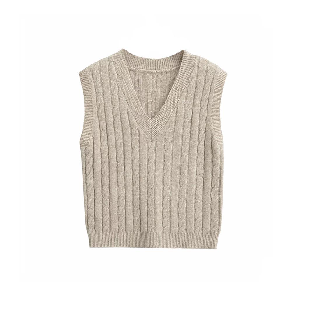 

Женский зимний вязаный жилет с V-образным вырезом 2024 - Шикарный европейский и американский стиль One size