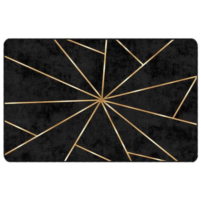 VidaXL Tapis lavable noir et doré 190x300 cm antidérapant 136619
