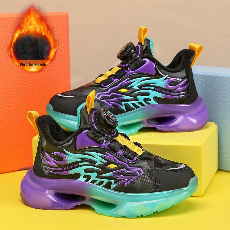 Boys' Winter Warm Sports Shoes 2025, Non-Slip Velvet Cotton Running Shoes for Kids