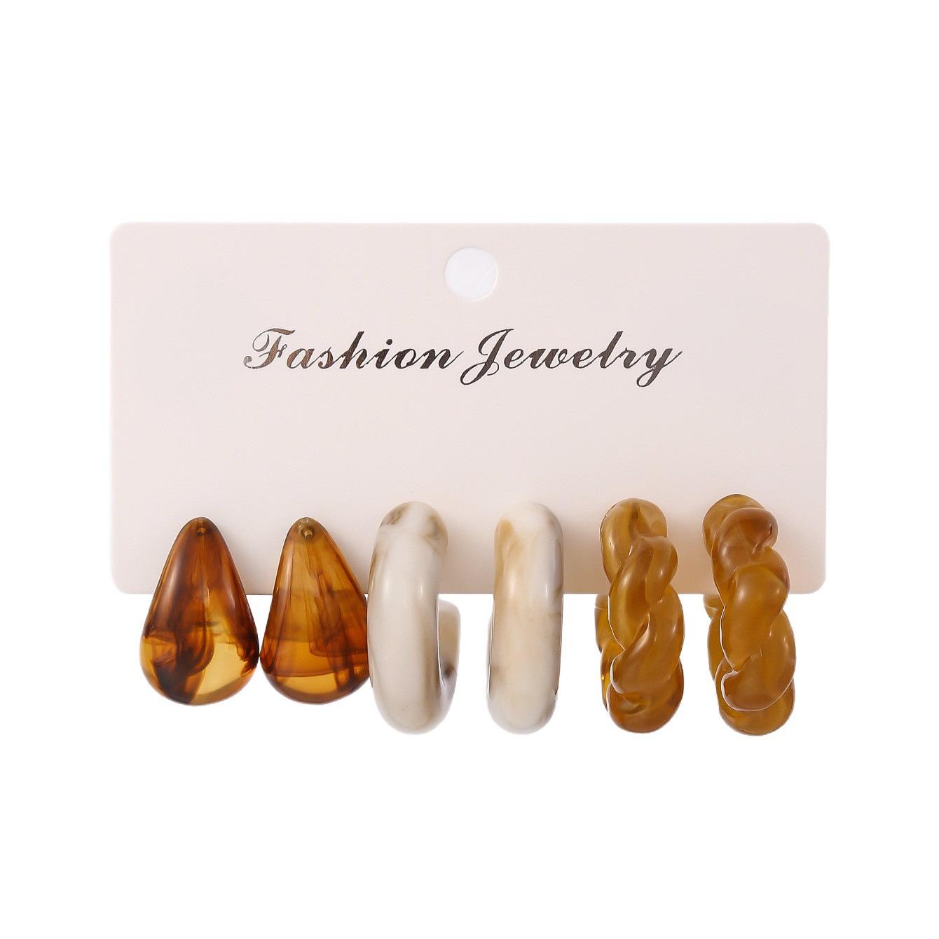

Water drop earrings set Macaron color niche high-end stud earrings temperament ear jewelry