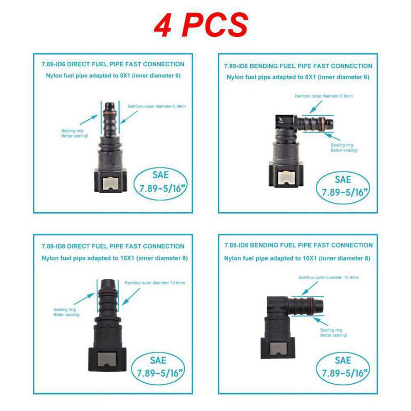 2/3/4PCS Car Fuel Line Coupler Disconnect Release Rubber Nylon Oil Line Quick Assembly Without Tools Car Accessories