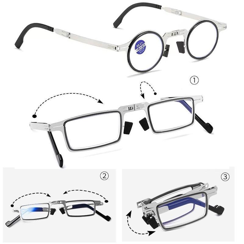 Faltbare Blaulichtfilter Lesebrille Metallrahmen mit Etui +1.0 Bis +4.0 Dioptrien Brille für Damen Herren