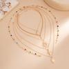 Ocean Wind Sea Star Conch Pendant Necklace Women's Fashion Ins Colorful Crystal Chain Stacked Necklace