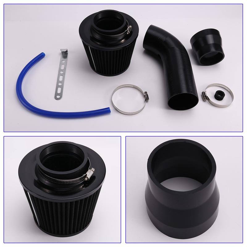 

76Mm/3-Inch Car Air Filter With Intake Pipe System Turbine Induction Kit Aluminum Universal Truck Accessories-A99D чорний