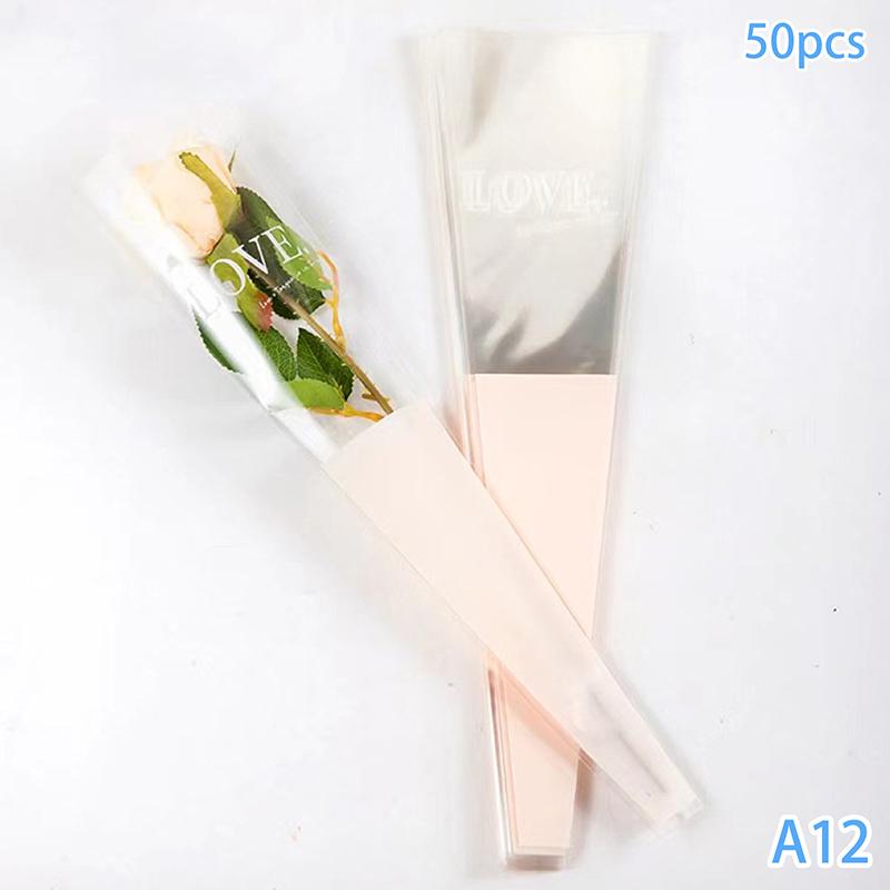 

50 шт. Целлофановый пакет для букета цветов с волнистым узором русалки, подарочный пакет, упаковочная бумага, пакеты для одной розы на День святого Валентина, День матери